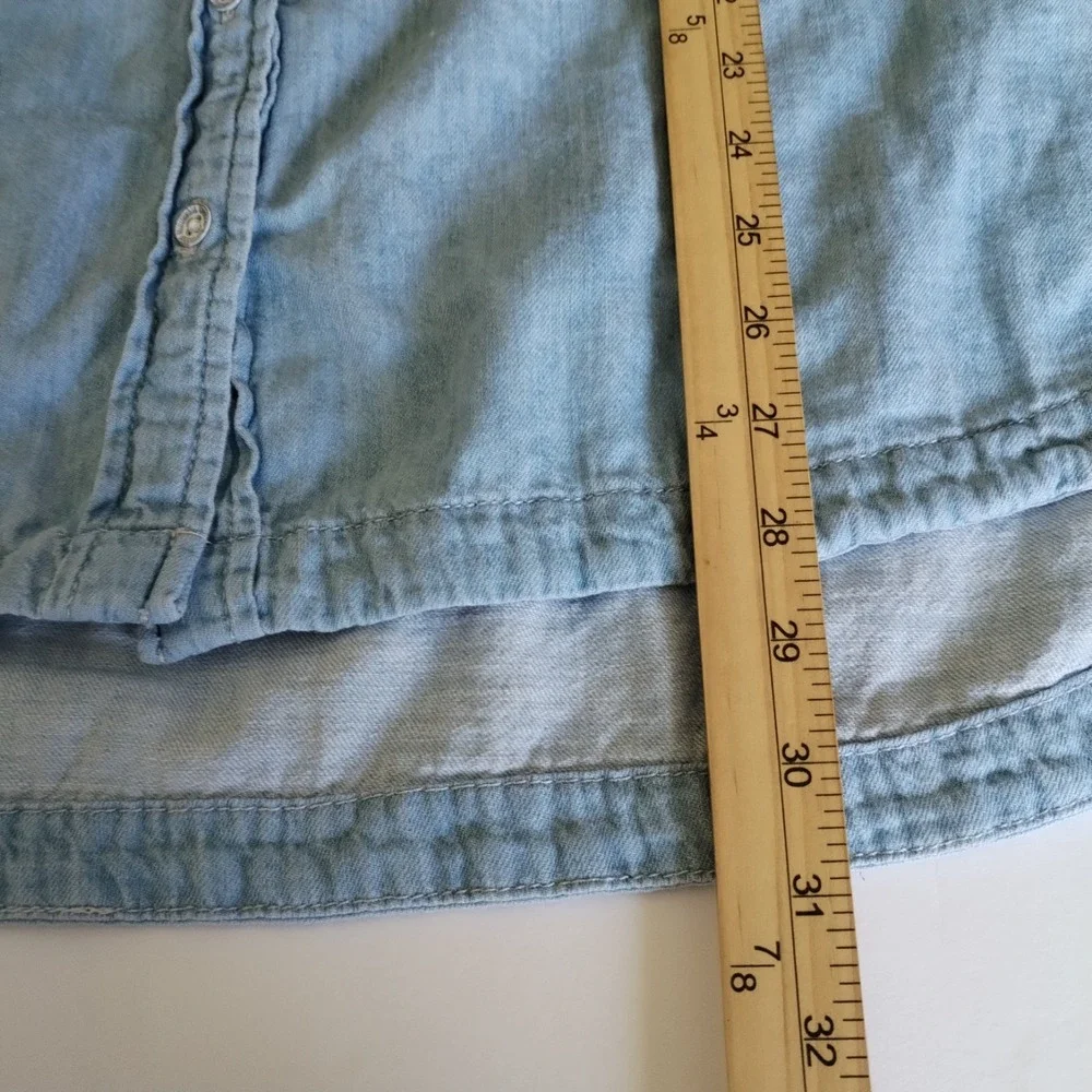 Universal Thread XL Light Wash Denim Top Button Up 3/4 Sleeve Gathered Peasant